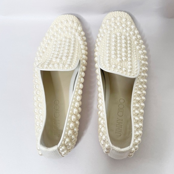 JIMMY CHOO Varsha Embellished Pearl Loafers - Picture 9 of 11